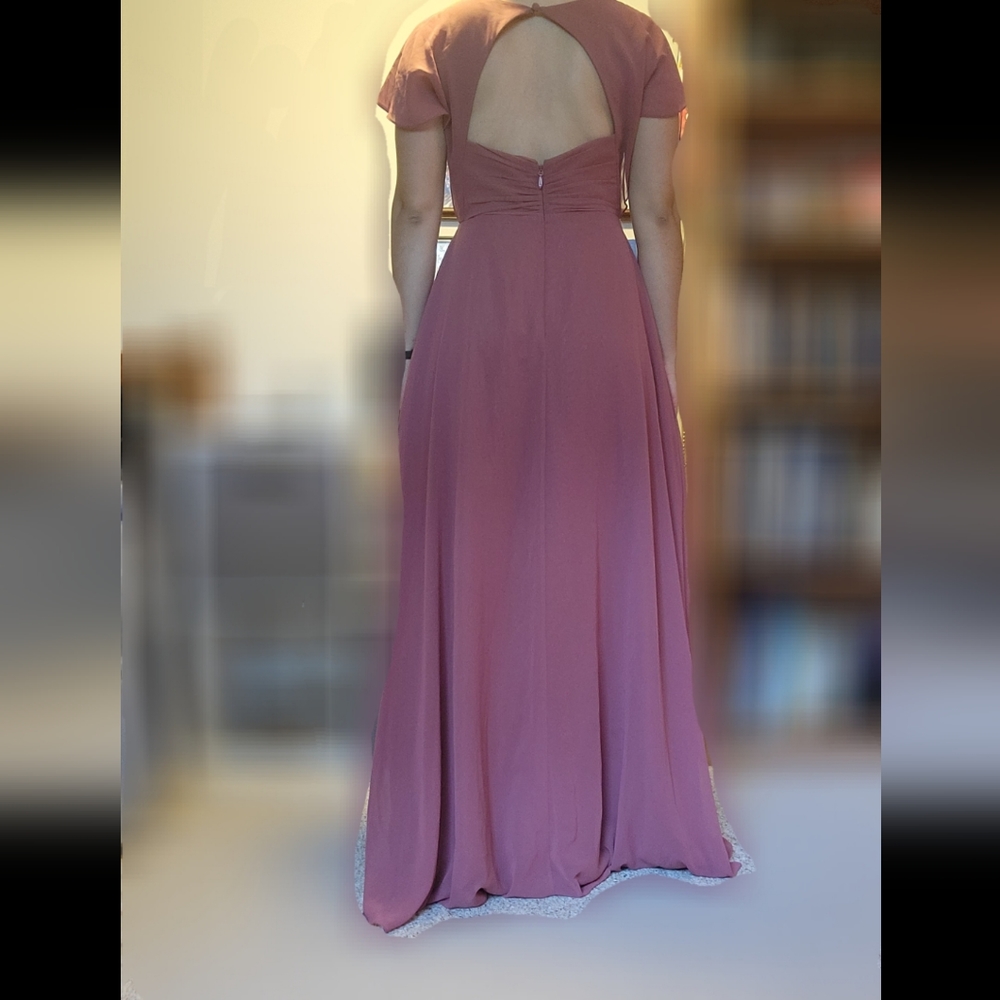 Azazie Rylee Bridesmaid Dress Size 8 Desert Rose - Picture 4 of 15